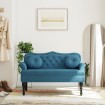 Banco con cojines terciopelo azul 120,5x65x75 cm