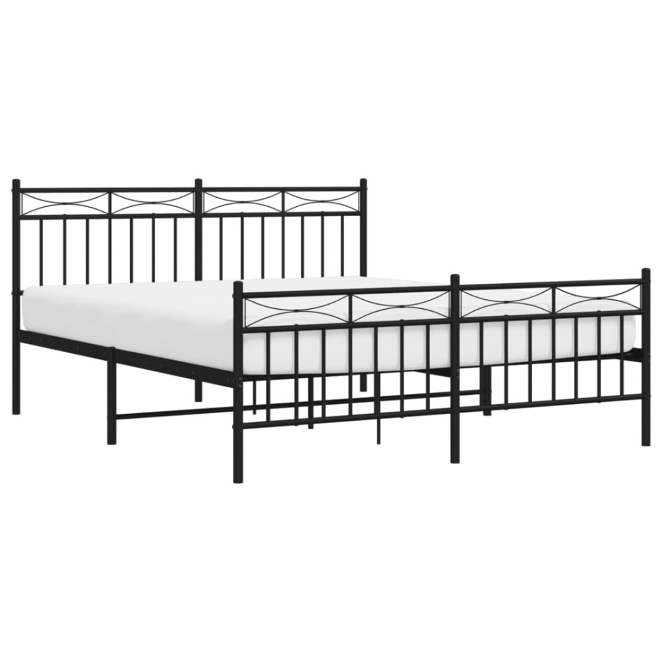 Estructura cama sin colchón con estribo metal negro 160x200