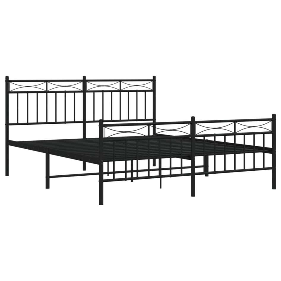 Estructura cama sin colchón con estribo metal negro 160x200