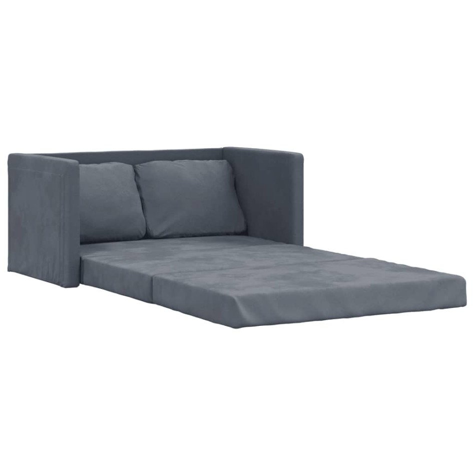 Sofá cama de suelo 2 en 1 terciopelo gris oscuro 122x204x55
