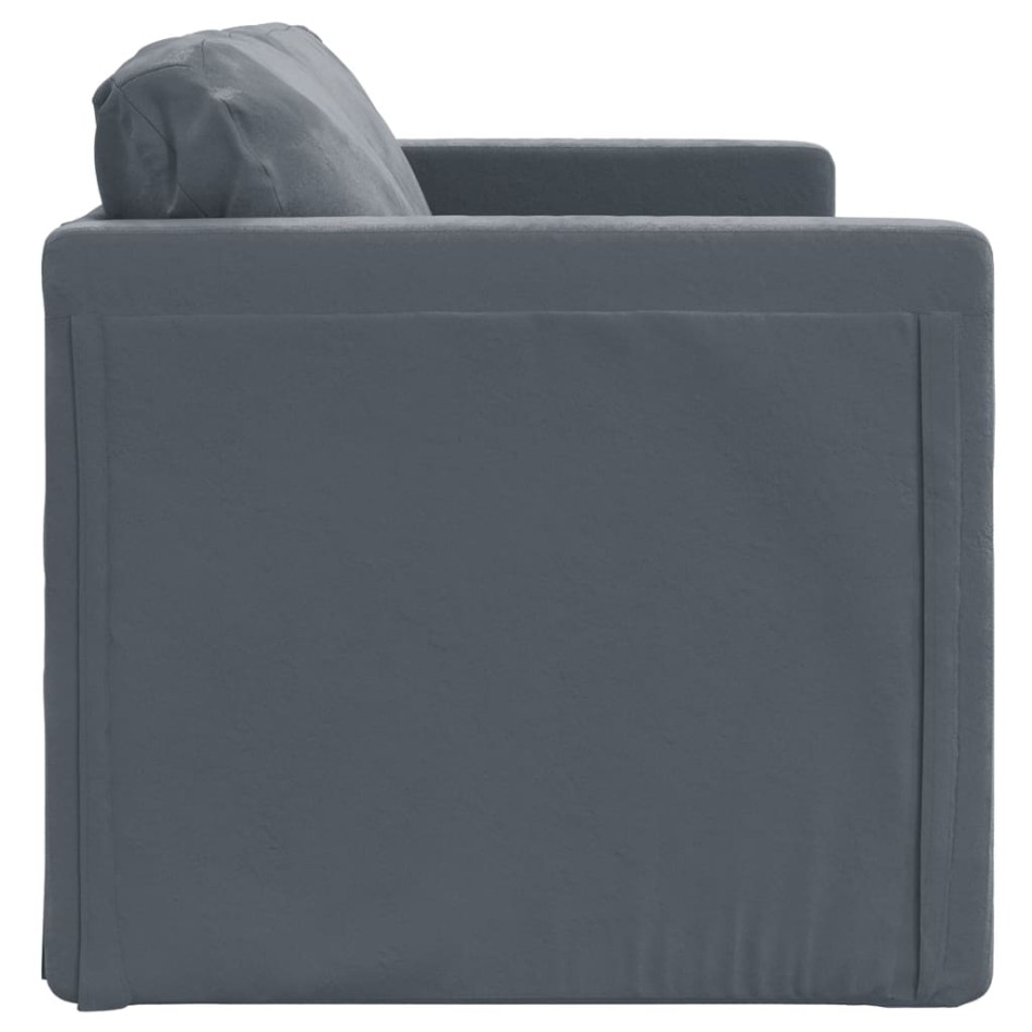 Sofá cama de suelo 2 en 1 terciopelo gris oscuro 122x204x55