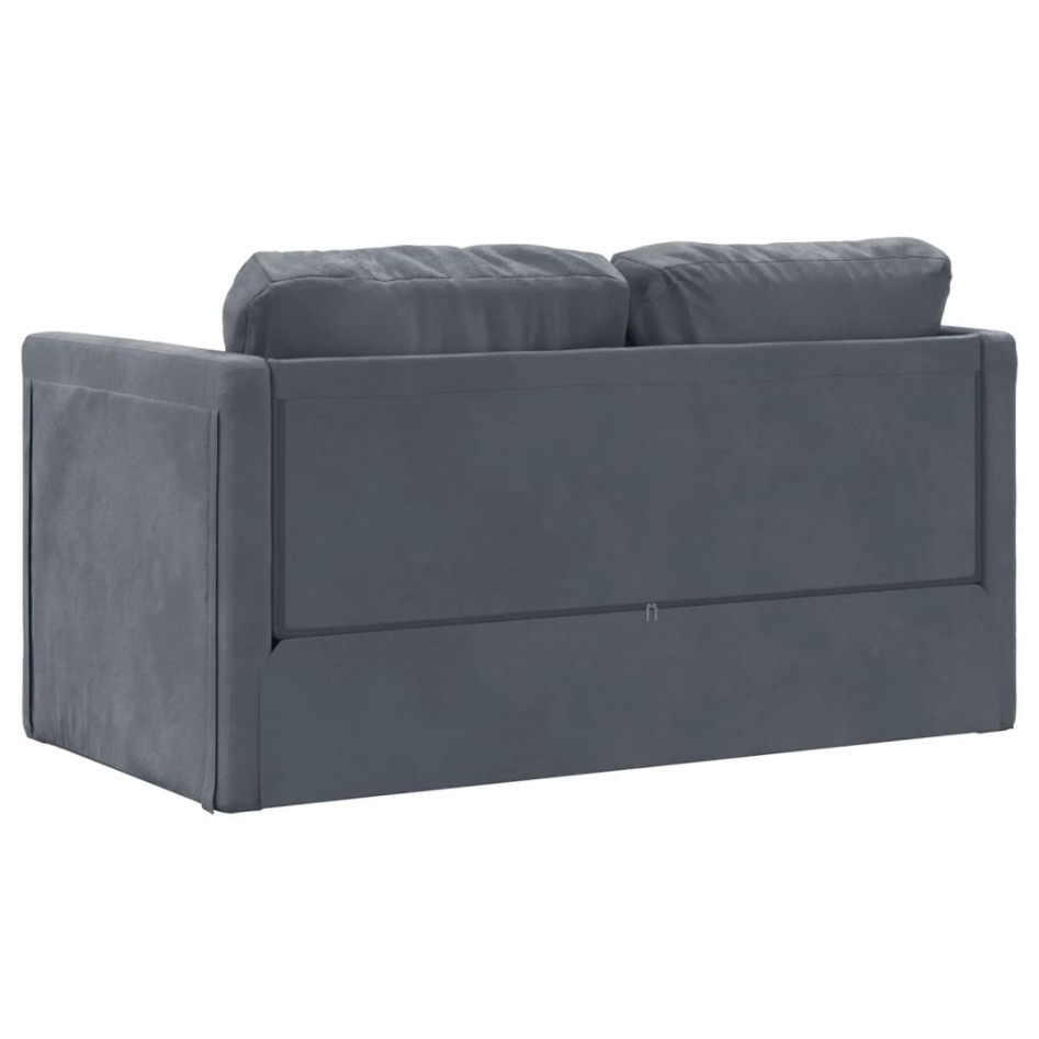 Sofá cama de suelo 2 en 1 terciopelo gris oscuro 122x204x55