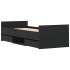 Estructura de cama con cabecero piecero negro 75x190