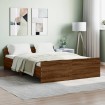 Estructura de cama con cabecero piecero roble marrón 140x190 cm