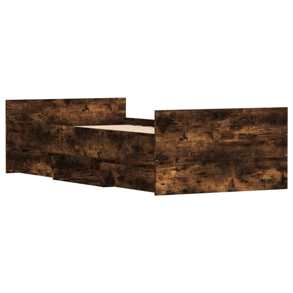 Estructura de cama con cabecero piecero roble ahumado