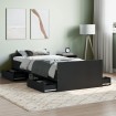 Estructura de cama con cabecero piecero negro 90x190 cm