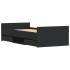 Estructura de cama con cabecero piecero negro 90x190