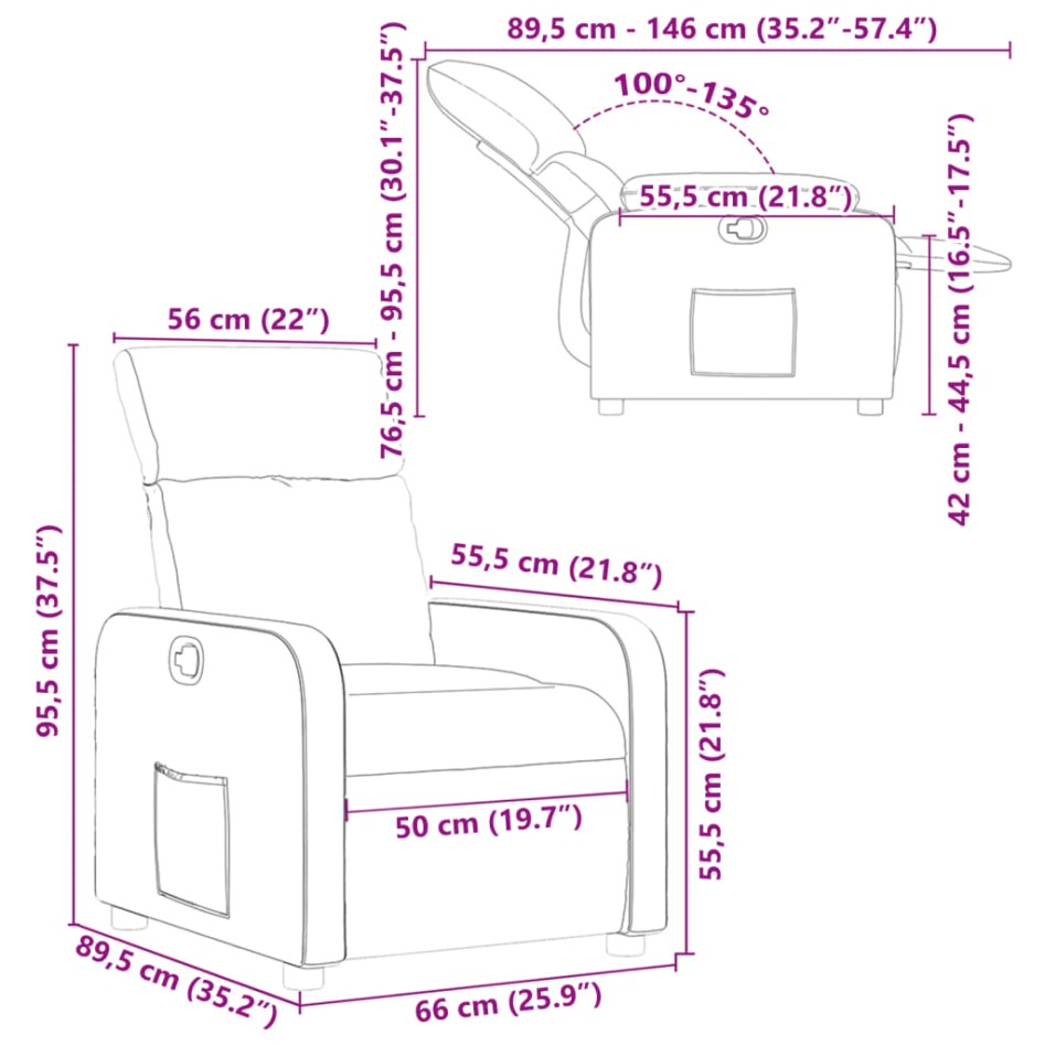 Sillón reclinable de cuero sintético
