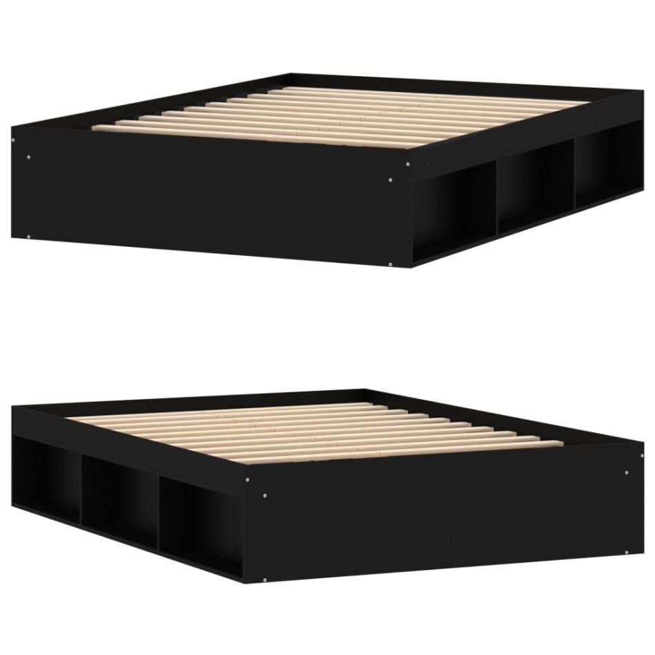 Estructura de cama doble sin colchón negro 135x190