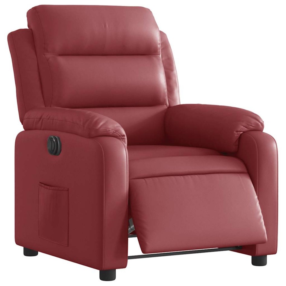 Sillón reclinable eléctrico de cuero sintético rojo