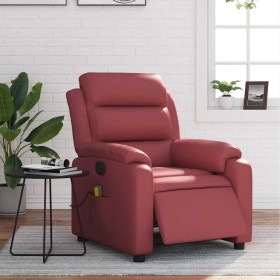 Sillón masaje reclinable eléctrico cuero sintético rojo