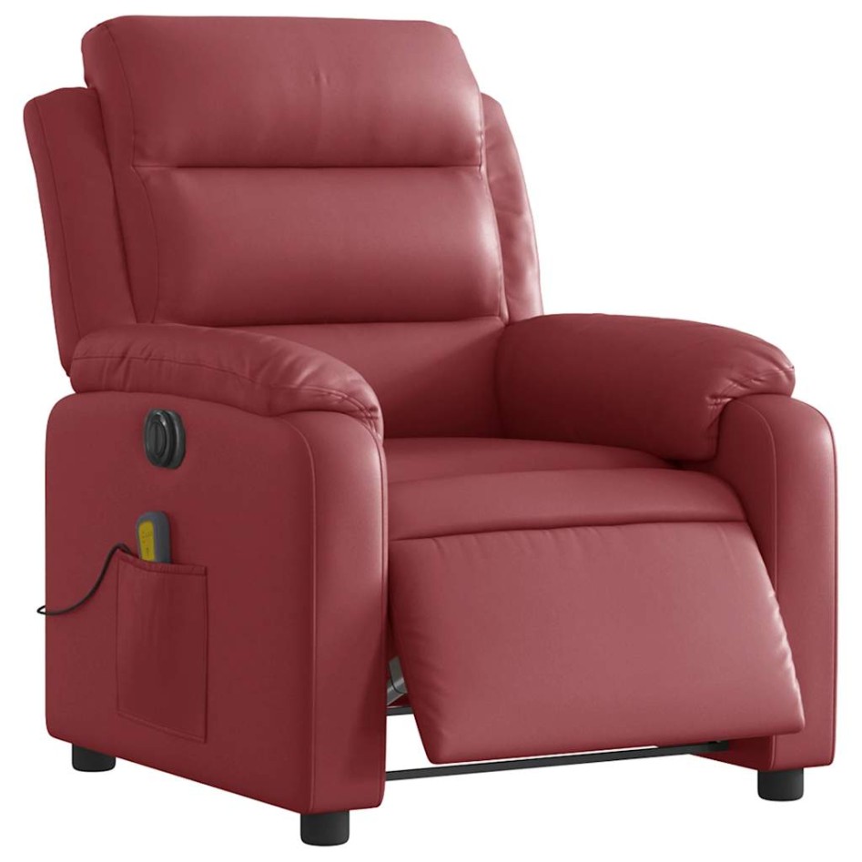 Sillón masaje reclinable eléctrico cuero sintético rojo