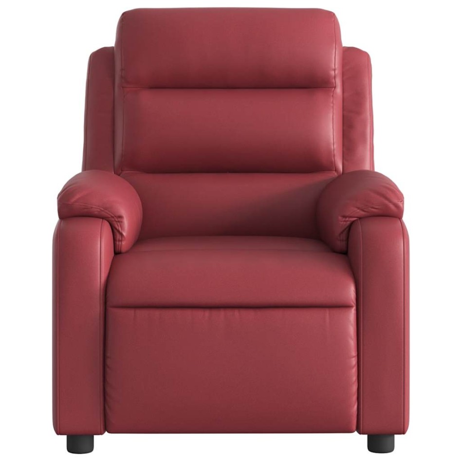 Sillón masaje reclinable eléctrico cuero sintético rojo