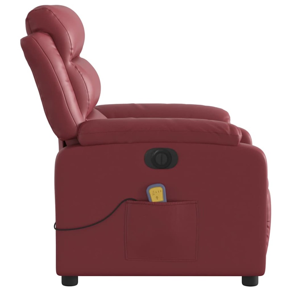 Sillón masaje reclinable eléctrico cuero sintético rojo