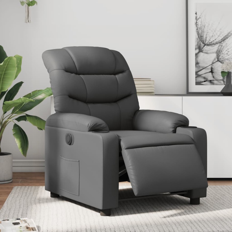 Sillón reclinable eléctrico de cuero sintético