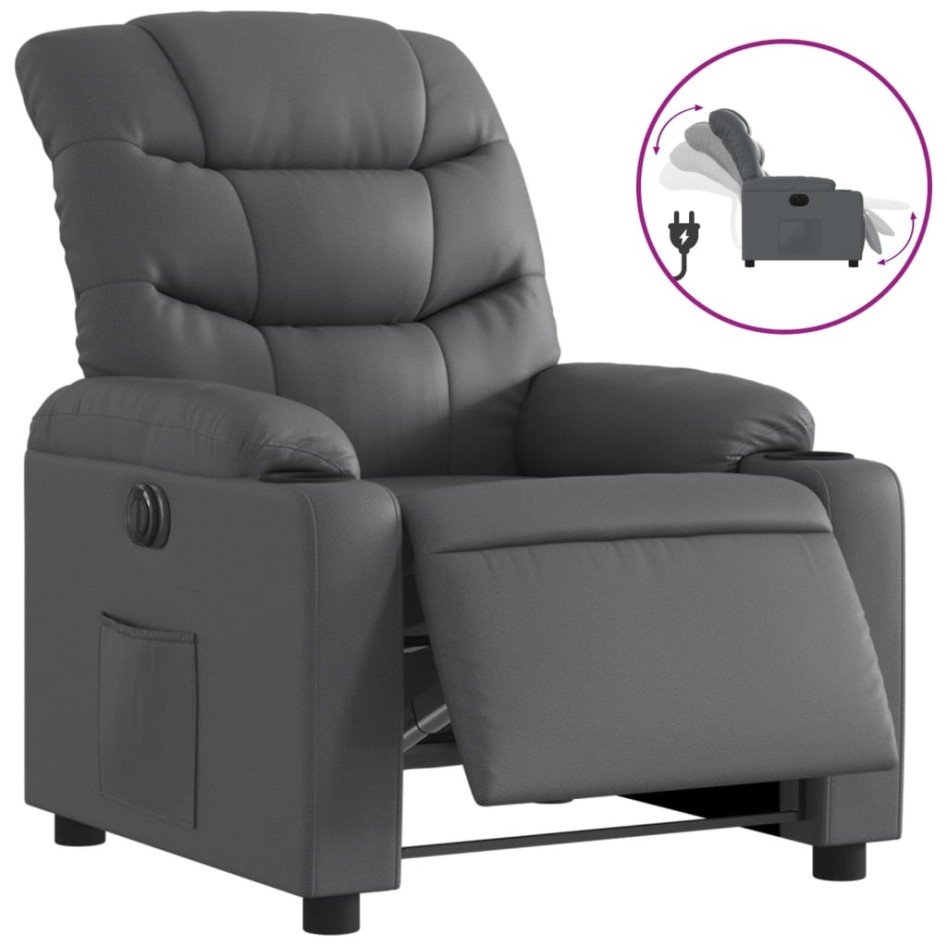 Sillón reclinable eléctrico de cuero sintético