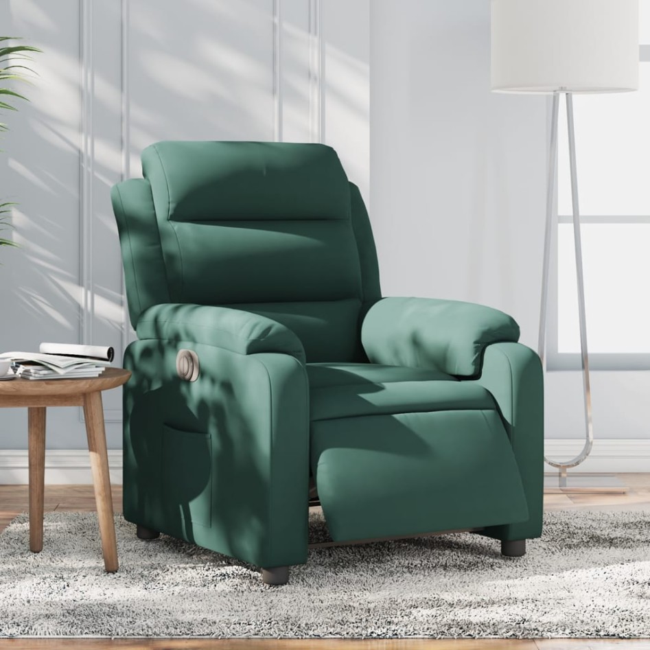Sillón reclinable eléctrico de terciopelo verde