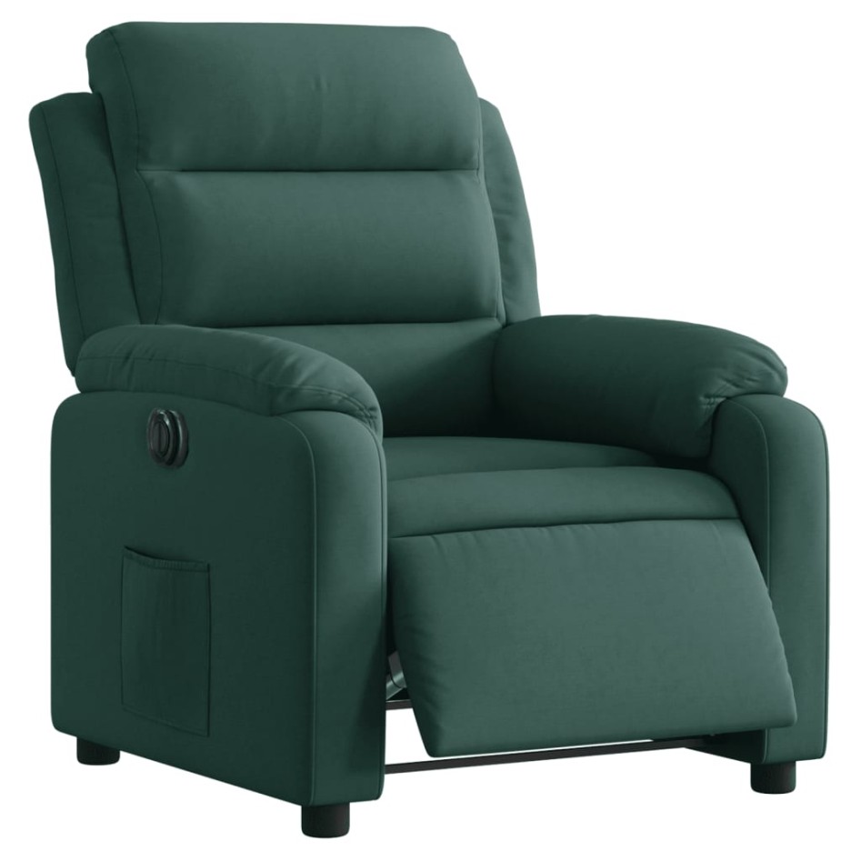 Sillón reclinable eléctrico de terciopelo verde