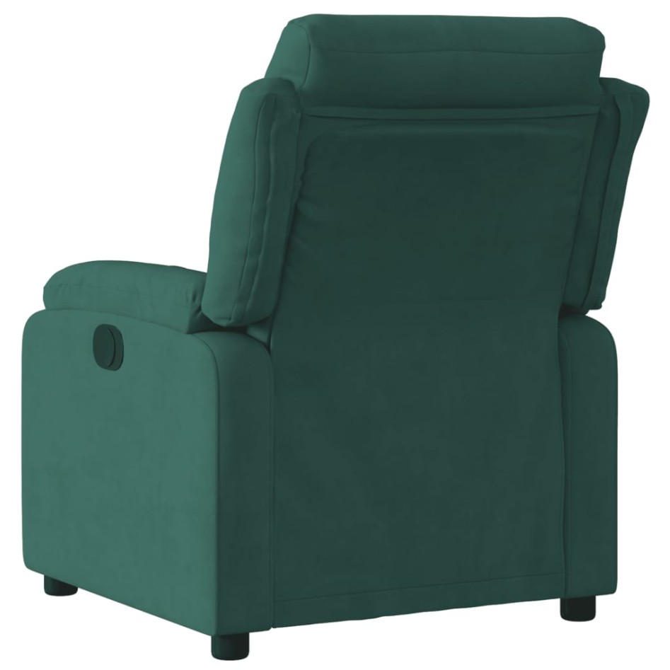 Sillón reclinable eléctrico de terciopelo verde