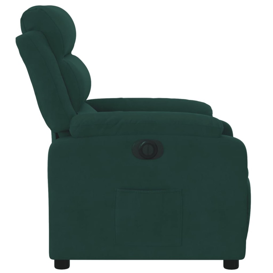 Sillón reclinable eléctrico de terciopelo verde