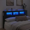 Cabecero con LED madera de ingeniería negro 180x18,5x103,5 cm