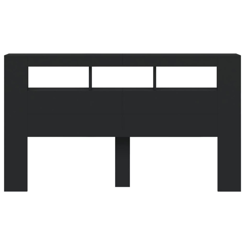 Cabecero con LED madera de ingeniería negro 180x18,5x103,5