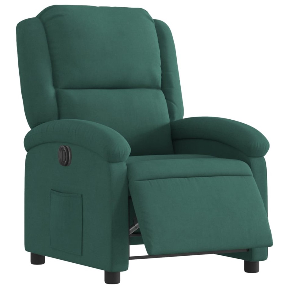 Sillón reclinable eléctrico de terciopelo verde