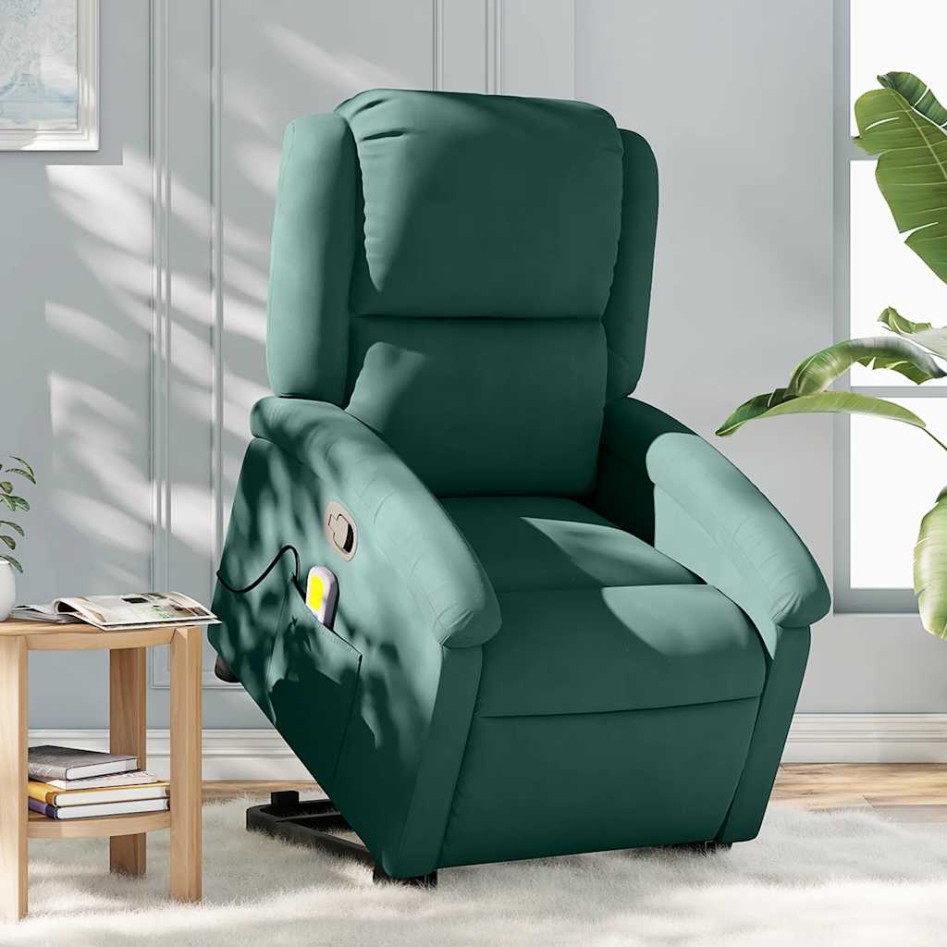 Sillón reclinable de masaje elevable terciopelo verde