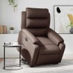 Sillón reclinable elevable eléctrico de cuero sintético marrón