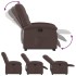 Sillón reclinable elevable tela marrón