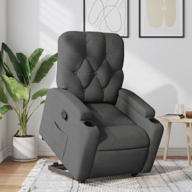 Sillón reclinable elevable de tela gris