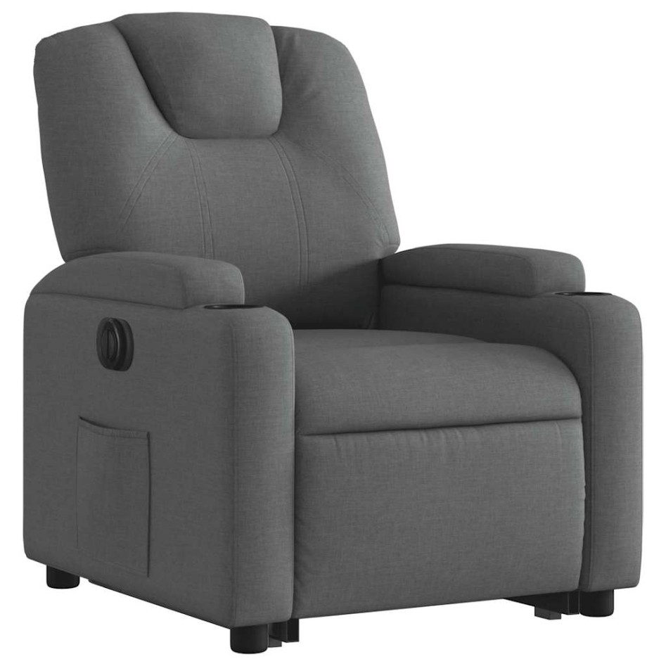 Sillón eléctrico reclinable elevable de tela gris