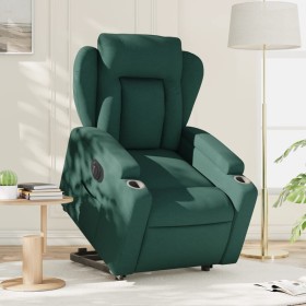 Sillón eléctrico reclinable elevable de tela verde