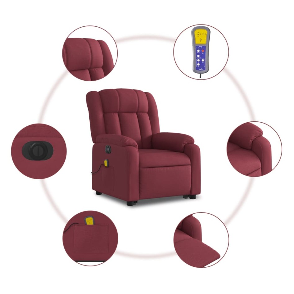 Sillón de masaje elevable eléctrico tela rojo