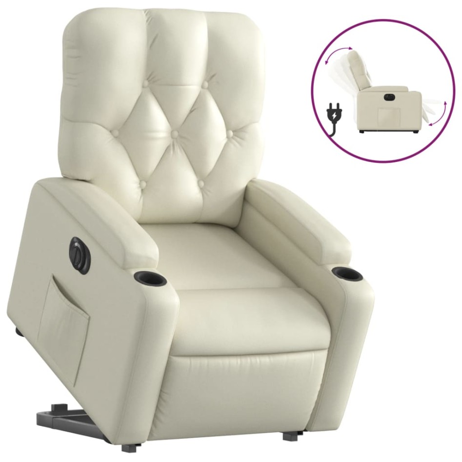 Sillón reclinable elevable eléctrico de cuero sintético