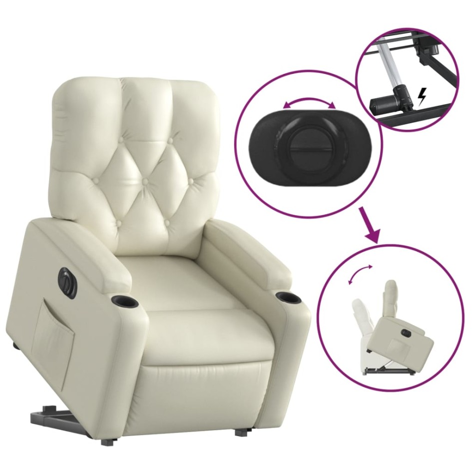 Sillón reclinable elevable eléctrico de cuero sintético