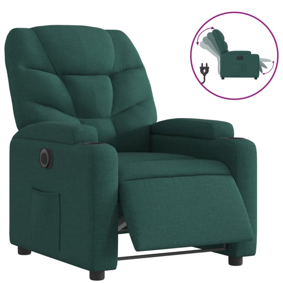 Sillón reclinable eléctrico tela verde