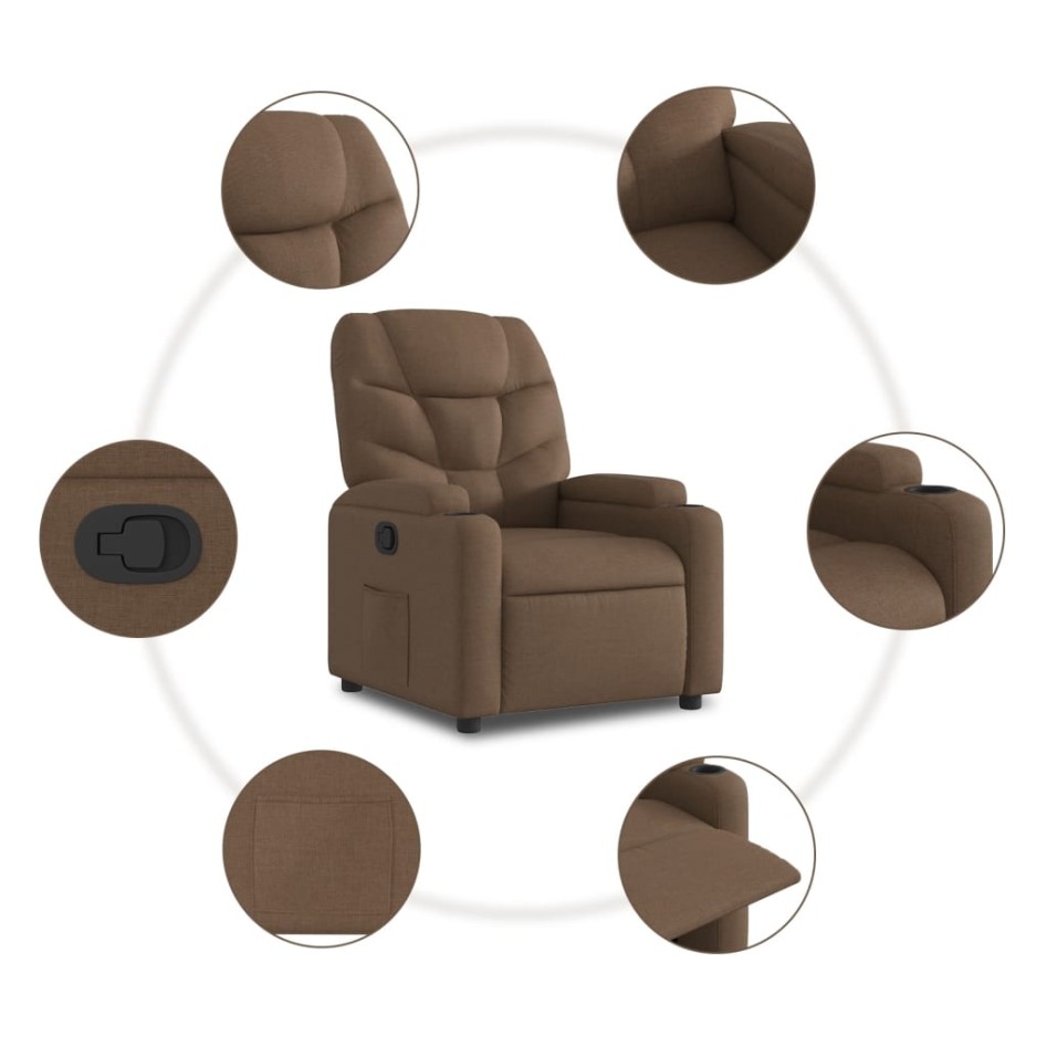 Sillón reclinable elevable de tela