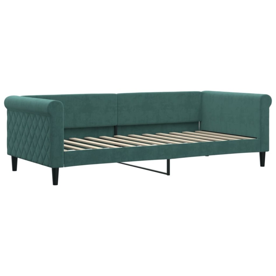 Sofá cama nido con colchón terciopelo verde oscuro 90x200