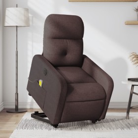 Sillón masaje eléctrico reclinable elevable tela marrón