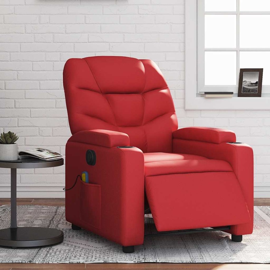 Sillón de masaje reclinable eléctrico de cuero artificial