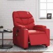 Sillón de masaje reclinable eléctrico de cuero artificial rojo
