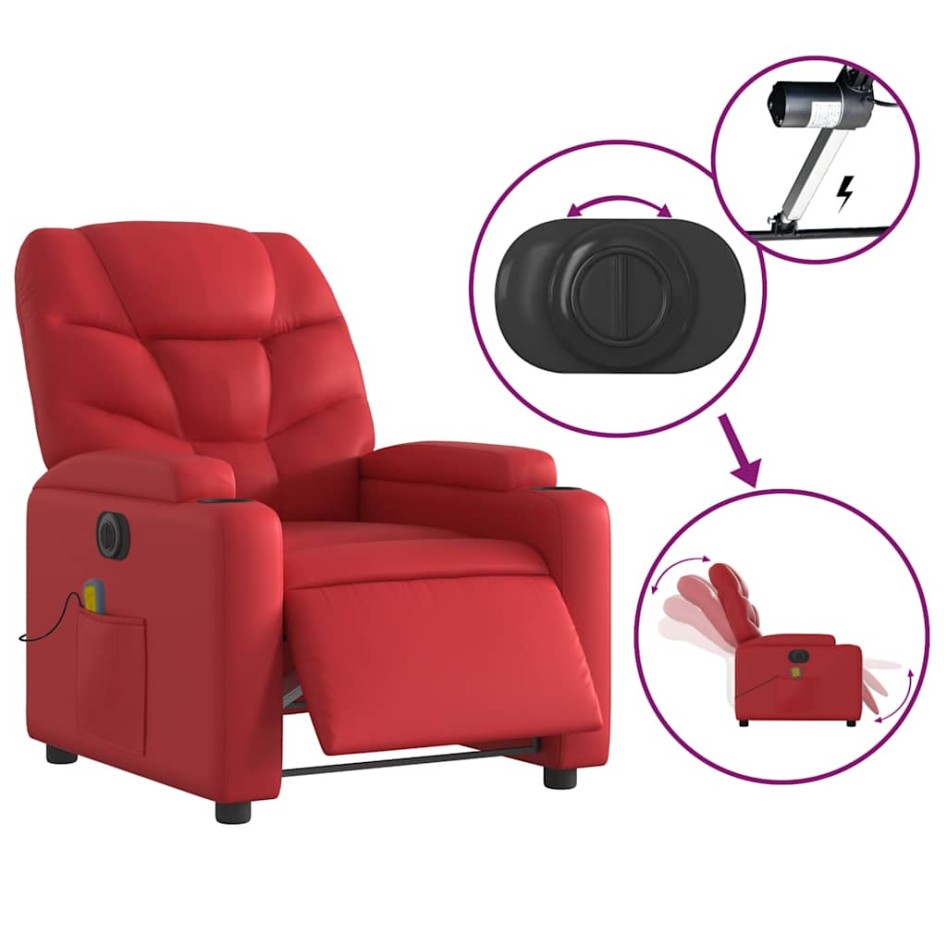 Sillón de masaje reclinable eléctrico de cuero artificial