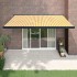 Toldo retráctil aluminio y tela amarillo y blanco 4x3