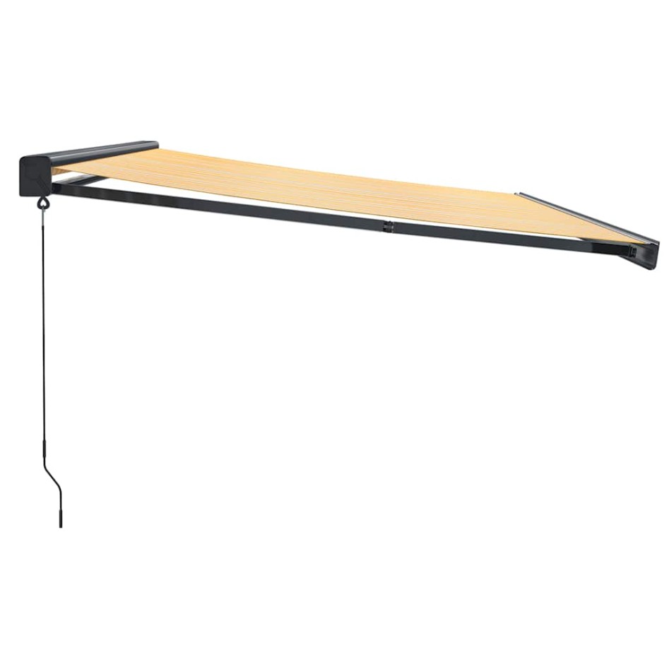 Toldo retráctil aluminio y tela amarillo y blanco 4x3