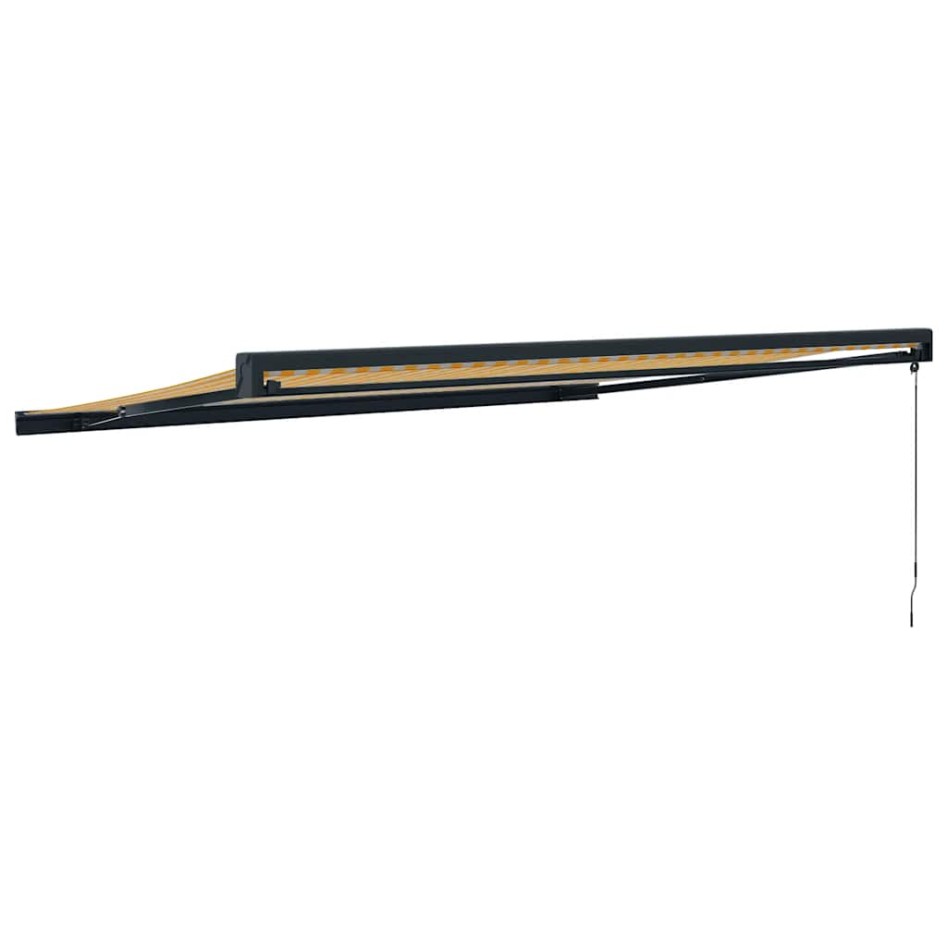 Toldo retráctil aluminio y tela amarillo y blanco 4x3