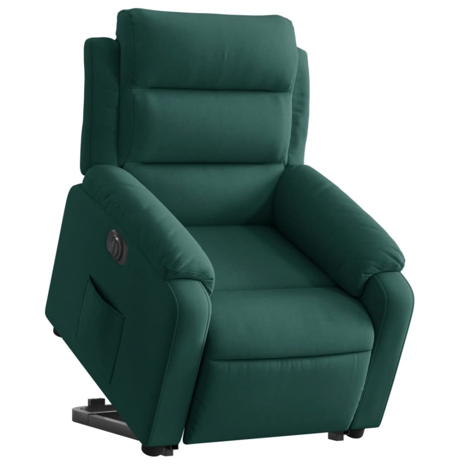Sillón eléctrico reclinable elevable de terciopelo verde