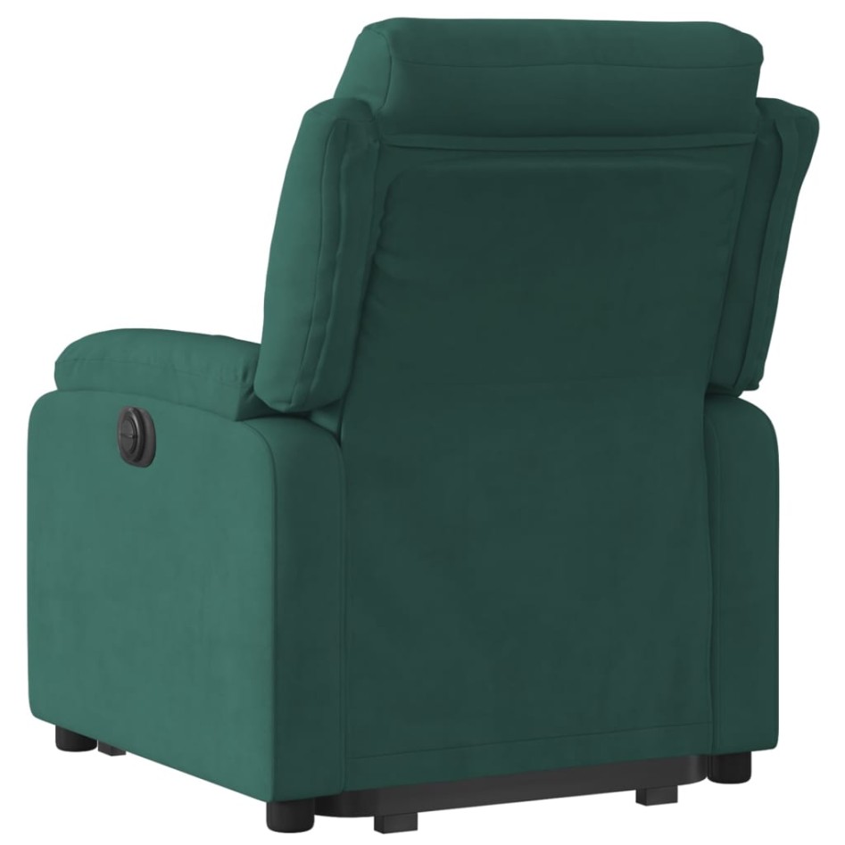 Sillón eléctrico reclinable elevable de terciopelo verde