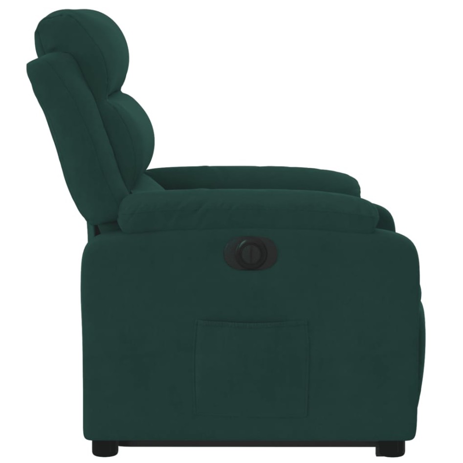 Sillón eléctrico reclinable elevable de terciopelo verde