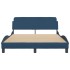 Estructura de cama con cabecero tela gris taupe azul 140x200